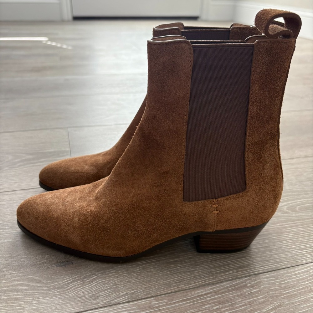 Odissi Womens Brown Ella Tan Suede Almond Toe Cuban Heel Ankle Boots‎ Size 37 EU - Picture 9 of 15